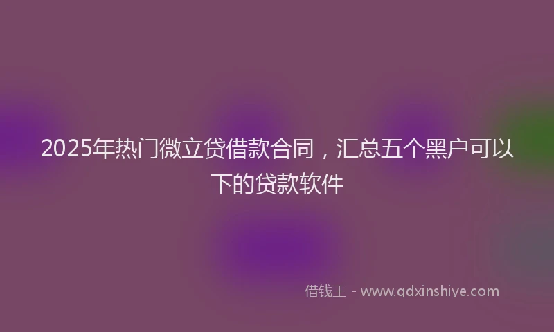 2025年热门微立贷借款合同，汇总五个黑户可以下的贷款软件