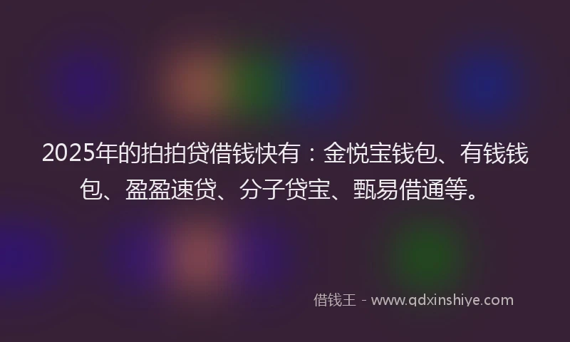 2025年的拍拍贷借钱快有：金悦宝钱包、有钱钱包、盈盈速贷、分子贷宝、甄易借通等。
