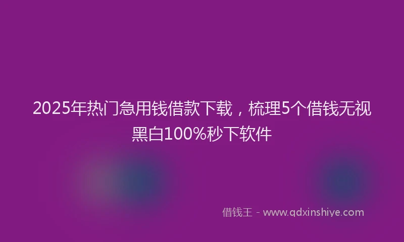 2025年热门急用钱借款下载，梳理5个借钱无视黑白100%秒下软件