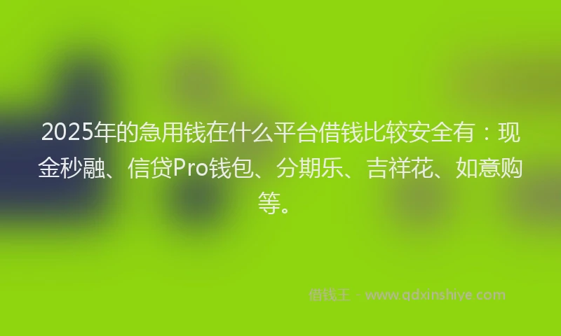 2025年的急用钱在什么平台借钱比较安全有：现金秒融、信贷Pro钱包、分期乐、吉祥花、如意购等。