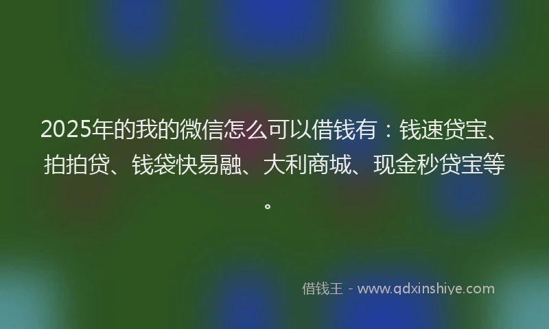 2025年的我的微信怎么可以借钱有：钱速贷宝、拍拍贷、钱袋快易融、大利商城、现金秒贷宝等。