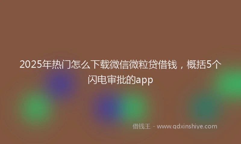 2025年热门怎么下载微信微粒贷借钱，概括5个闪电审批的app