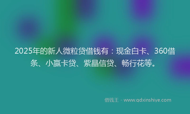 2025年的新人微粒贷借钱有：现金白卡、360借条、小赢卡贷、紫晶信贷、畅行花等。