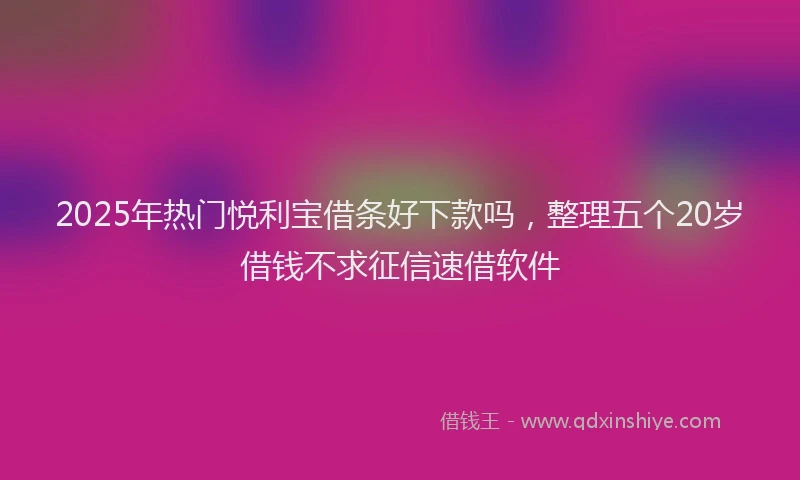 2025年热门悦利宝借条好下款吗，整理五个20岁借钱不求征信速借软件