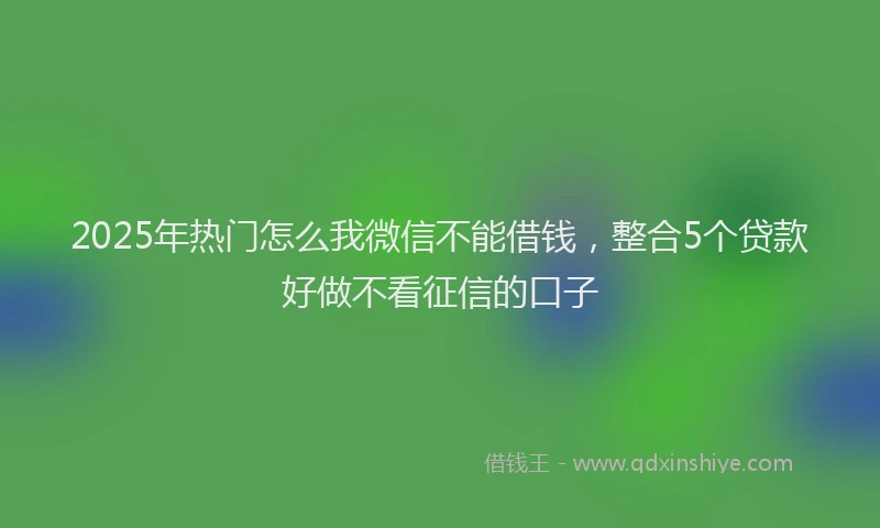 2025年热门怎么我微信不能借钱，整合5个贷款好做不看征信的口子