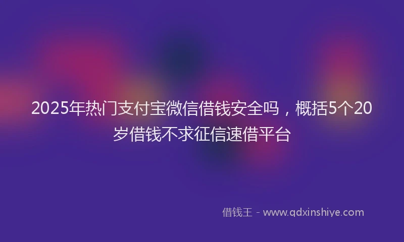 2025年热门支付宝微信借钱安全吗，概括5个20岁借钱不求征信速借平台