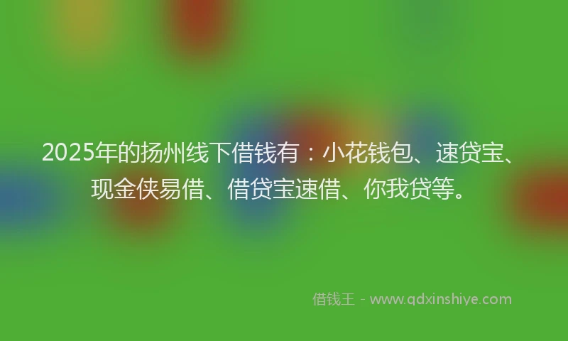 2025年的扬州线下借钱有：小花钱包、速贷宝、现金侠易借、借贷宝速借、你我贷等。