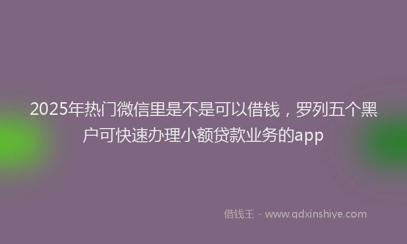 2025年热门微信里是不是可以借钱，罗列五个黑户可快速办理小额贷款业务的app