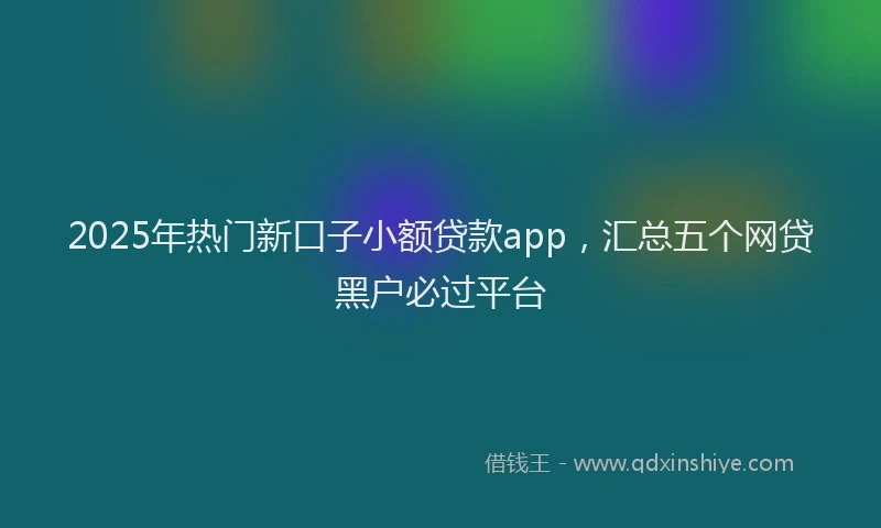 2025年热门新口子小额贷款app，汇总五个网贷黑户必过平台