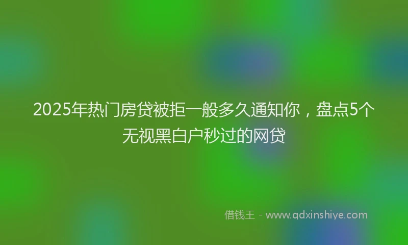 2025年热门房贷被拒一般多久通知你，盘点5个无视黑白户秒过的网贷