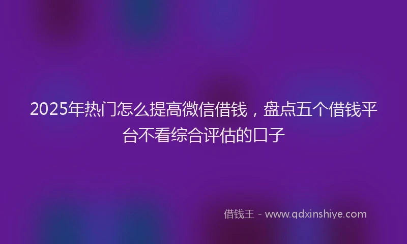 2025年热门怎么提高微信借钱，盘点五个借钱平台不看综合评估的口子