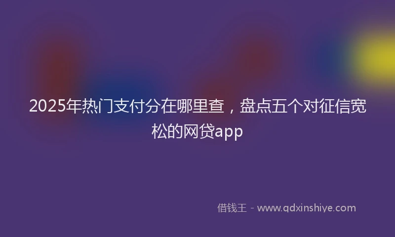 2025年热门支付分在哪里查，盘点五个对征信宽松的网贷app