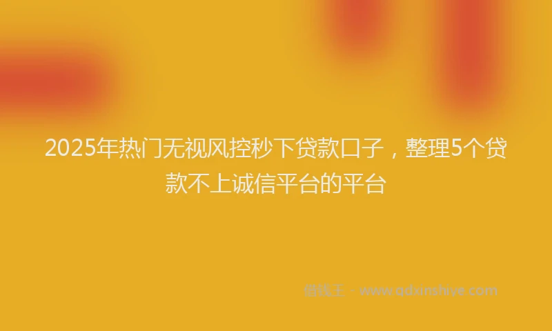 2025年热门无视风控秒下贷款口子，整理5个贷款不上诚信平台的平台