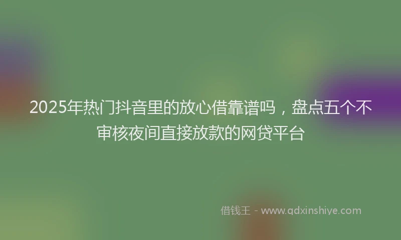 2025年热门抖音里的放心借靠谱吗，盘点五个不审核夜间直接放款的网贷平台