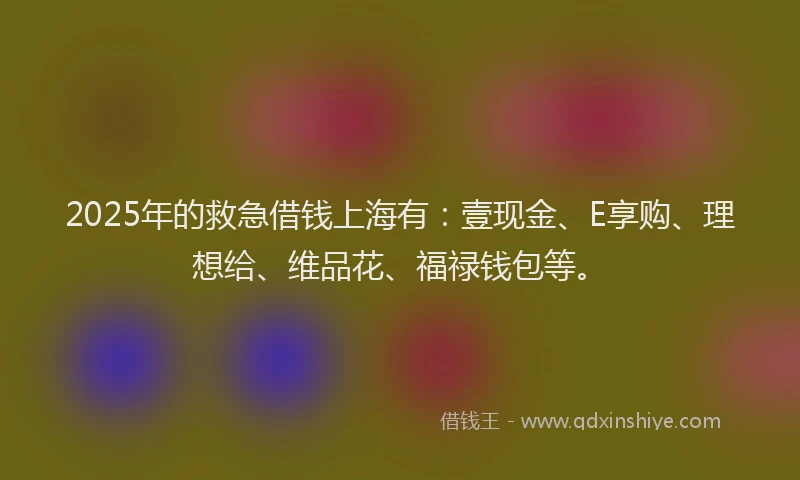 2025年的救急借钱上海有：壹现金、E享购、理想给、维品花、福禄钱包等。