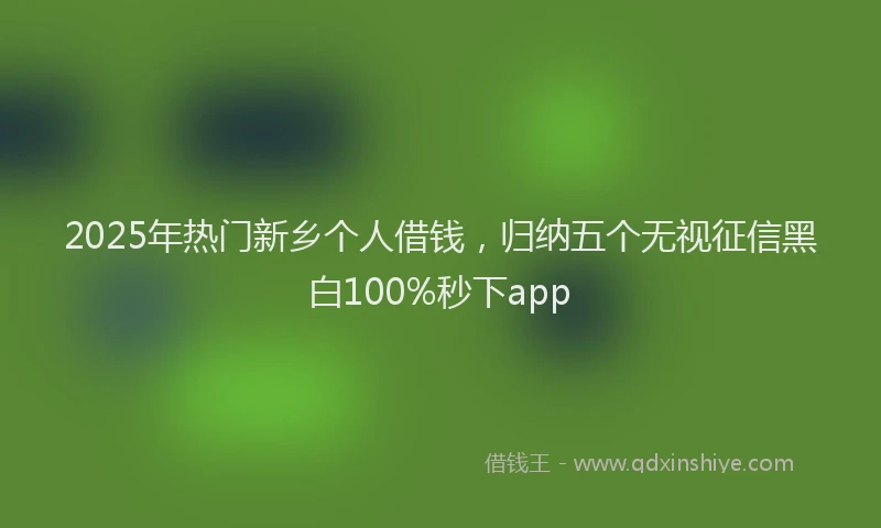 2025年热门新乡个人借钱，归纳五个无视征信黑白100%秒下app