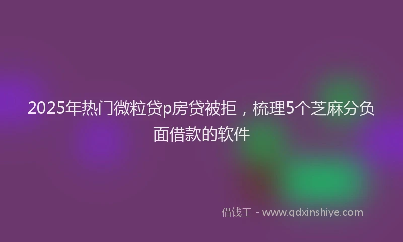 2025年热门微粒贷p房贷被拒，梳理5个芝麻分负面借款的软件