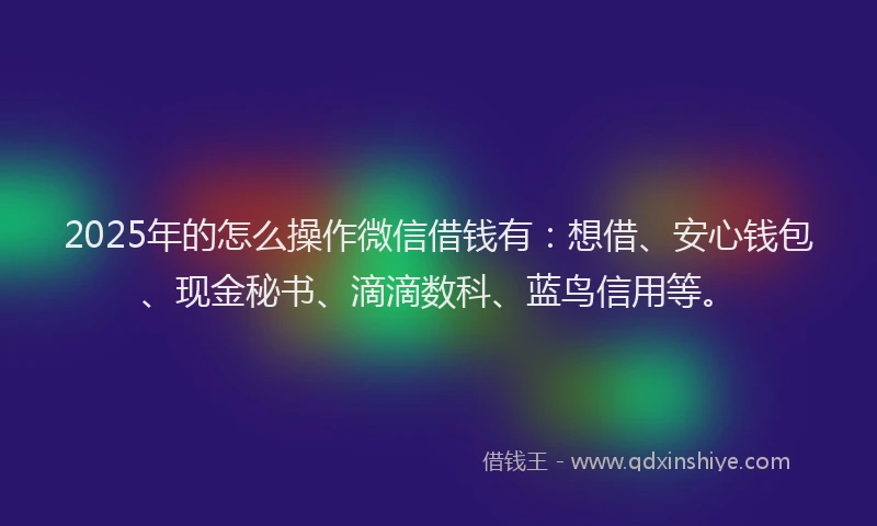 2025年的怎么操作微信借钱有：想借、安心钱包、现金秘书、滴滴数科、蓝鸟信用等。