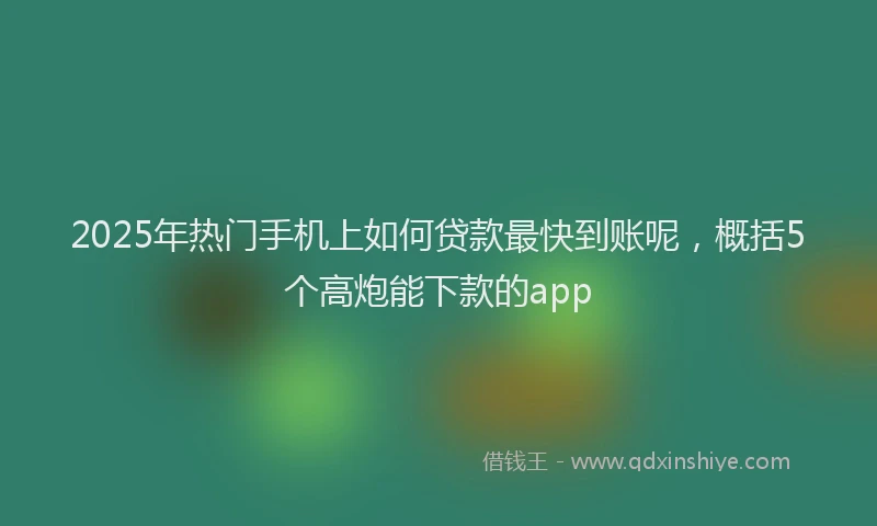 2025年热门手机上如何贷款最快到账呢，概括5个高炮能下款的app