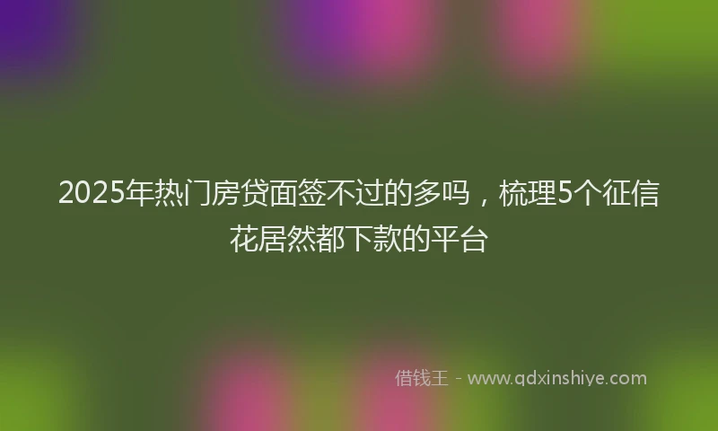 2025年热门房贷面签不过的多吗，梳理5个征信花居然都下款的平台