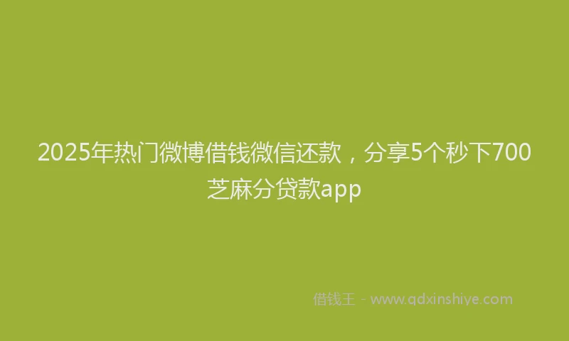 2025年热门微博借钱微信还款，分享5个秒下700芝麻分贷款app