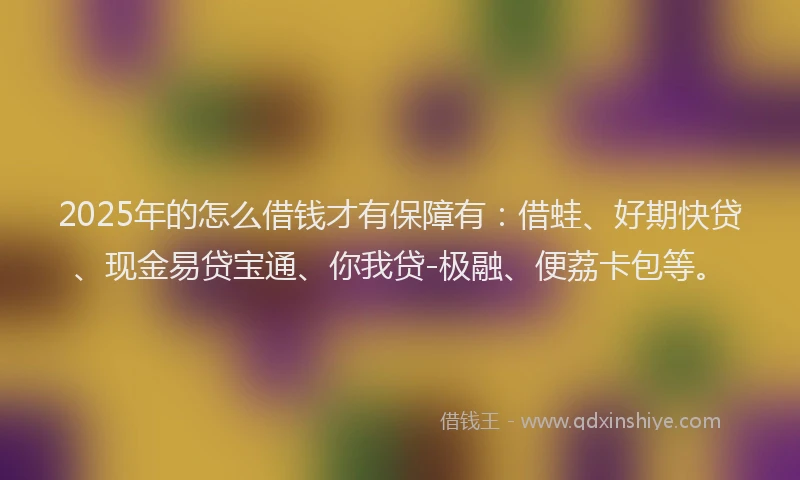 2025年的怎么借钱才有保障有：借蛙、好期快贷、现金易贷宝通、你我贷-极融、便荔卡包等。