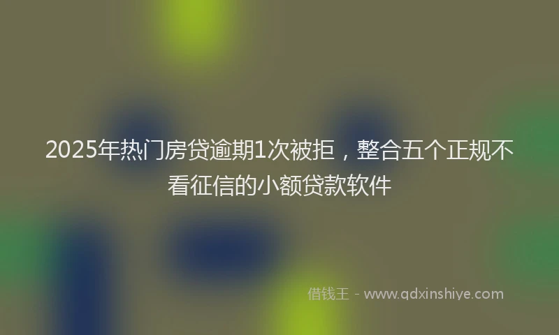 2025年热门房贷逾期1次被拒，整合五个正规不看征信的小额贷款软件