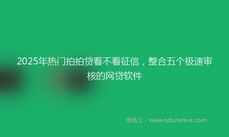 2025年热门拍拍贷看不看征信，整合五个极速审核的网贷软件