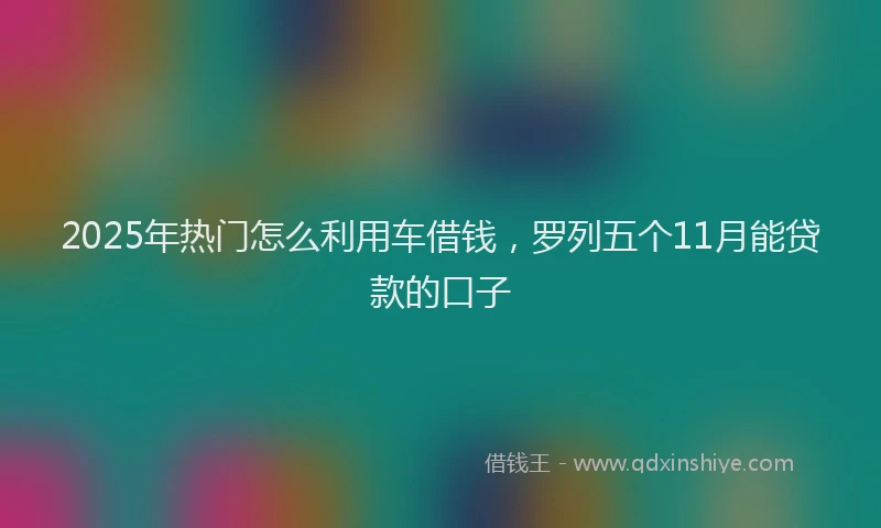 2025年热门怎么利用车借钱，罗列五个11月能贷款的口子