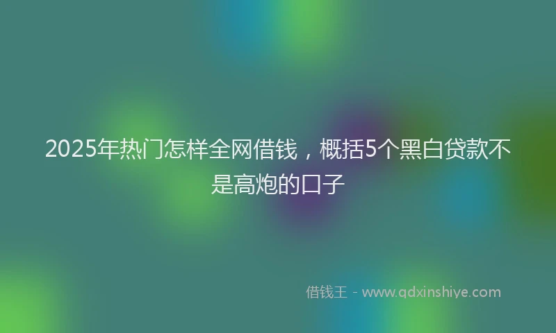 2025年热门怎样全网借钱，概括5个黑白贷款不是高炮的口子
