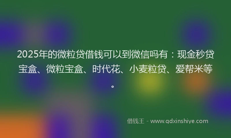 2025年的微粒贷借钱可以到微信吗有：现金秒贷宝盒、微粒宝盒、时代花、小麦粒贷、爱帮米等。