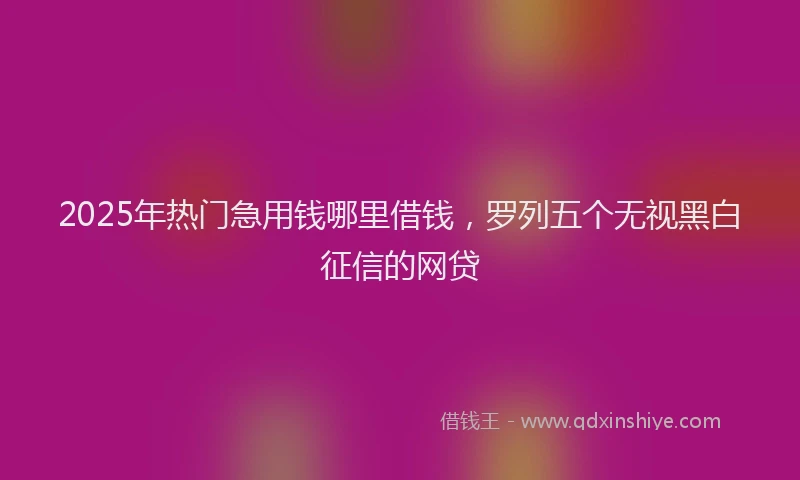 2025年热门急用钱哪里借钱，罗列五个无视黑白征信的网贷