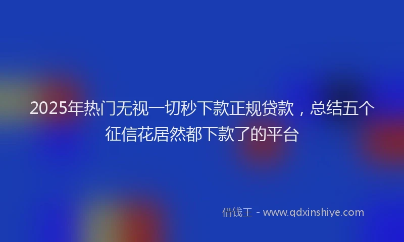 2025年热门无视一切秒下款正规贷款，总结五个征信花居然都下款了的平台