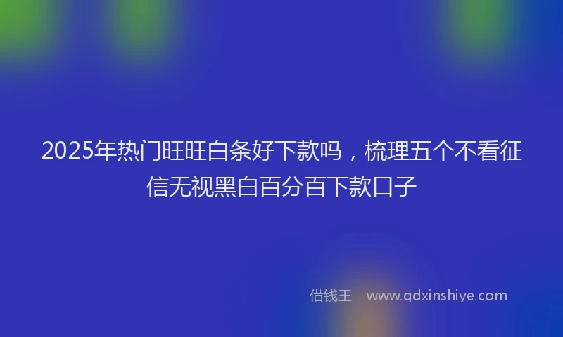 2025年热门旺旺白条好下款吗，梳理五个不看征信无视黑白百分百下款口子