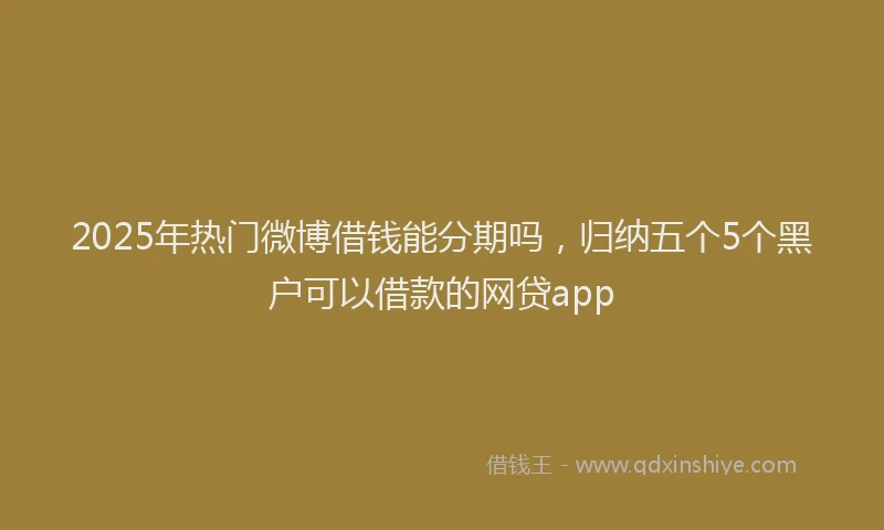 2025年热门微博借钱能分期吗，归纳五个5个黑户可以借款的网贷app