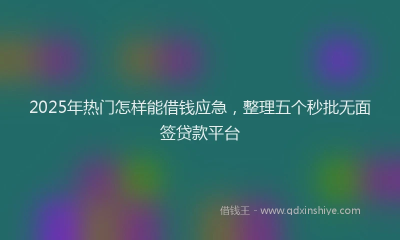 2025年热门怎样能借钱应急，整理五个秒批无面签贷款平台