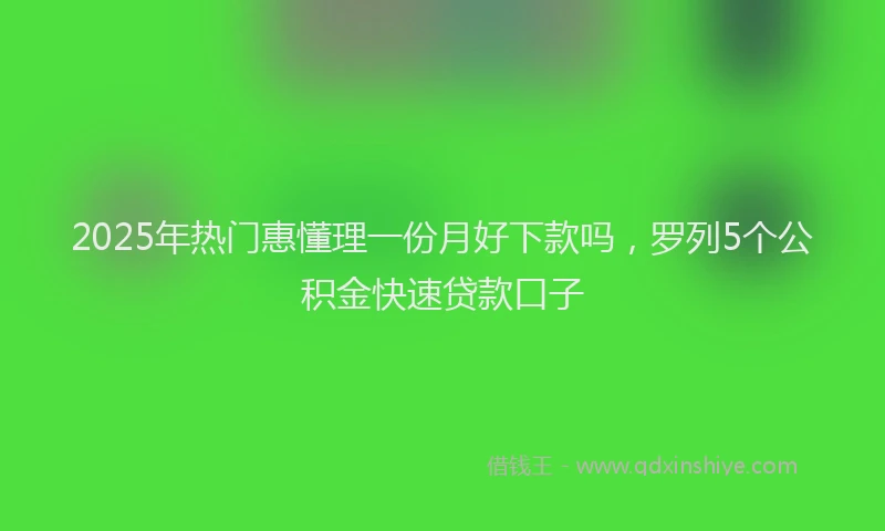 2025年热门惠懂理一份月好下款吗，罗列5个公积金快速贷款口子