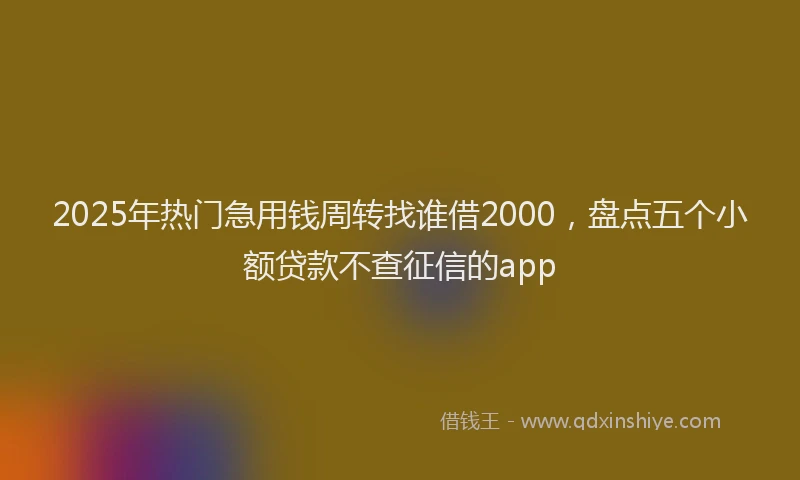 2025年热门急用钱周转找谁借2000，盘点五个小额贷款不查征信的app