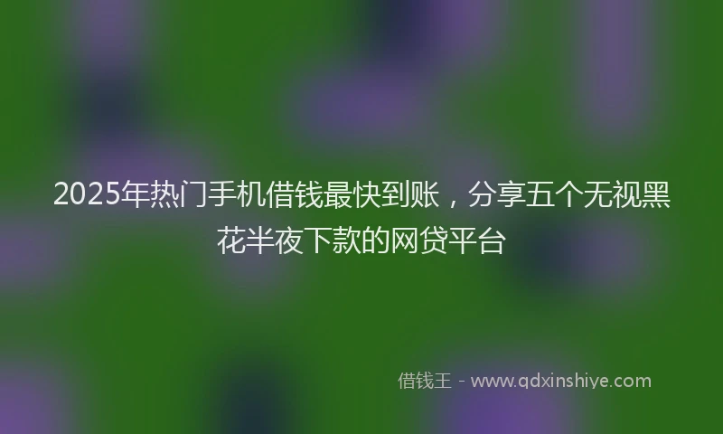 2025年热门手机借钱最快到账，分享五个无视黑花半夜下款的网贷平台