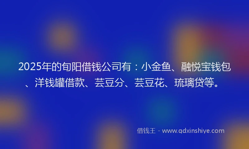 2025年的旬阳借钱公司有：小金鱼、融悦宝钱包、洋钱罐借款、芸豆分、芸豆花、琉璃贷等。