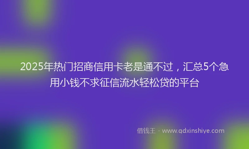 2025年热门招商信用卡老是通不过，汇总5个急用小钱不求征信流水轻松贷的平台
