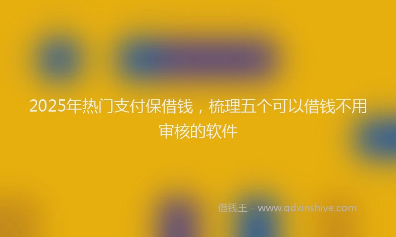 2025年热门支付保借钱，梳理五个可以借钱不用审核的软件
