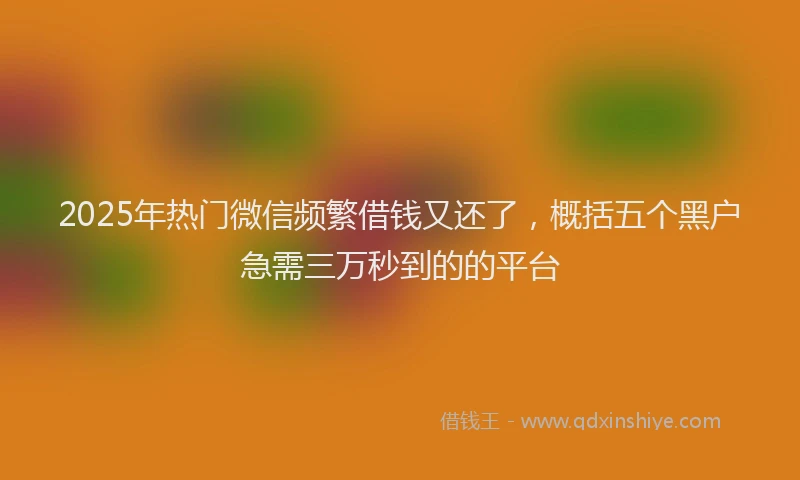 2025年热门微信频繁借钱又还了，概括五个黑户急需三万秒到的的平台
