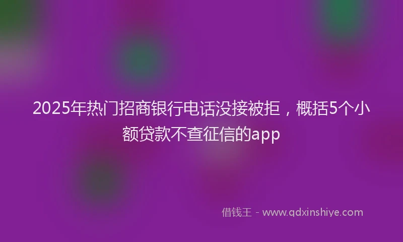 2025年热门招商银行电话没接被拒，概括5个小额贷款不查征信的app