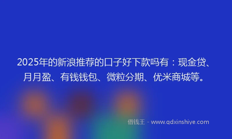 2025年的新浪推荐的口子好下款吗有：现金贷、月月盈、有钱钱包、微粒分期、优米商城等。