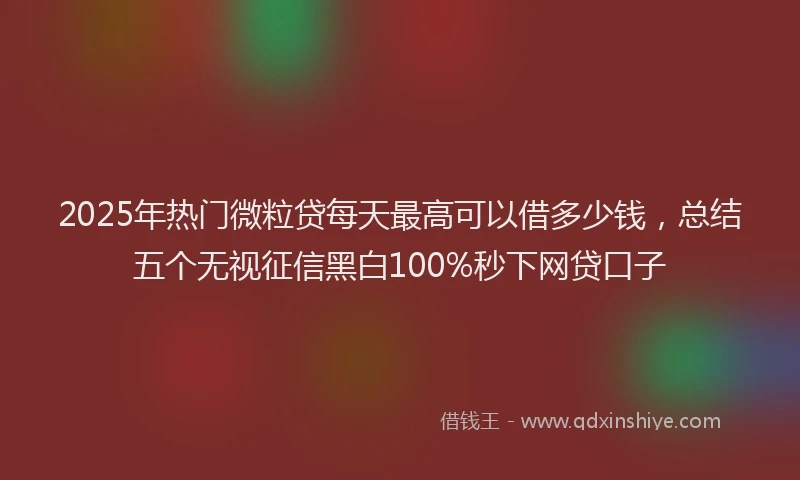 2025年热门微粒贷每天最高可以借多少钱，总结五个无视征信黑白100%秒下网贷口子