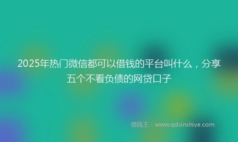 2025年热门微信都可以借钱的平台叫什么，分享五个不看负债的网贷口子