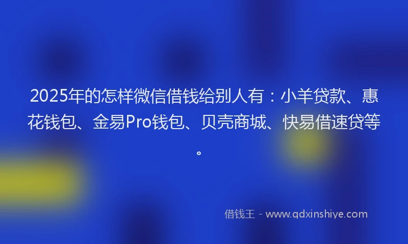2025年的怎样微信借钱给别人有：小羊贷款、惠花钱包、金易Pro钱包、贝壳商城、快易借速贷等。