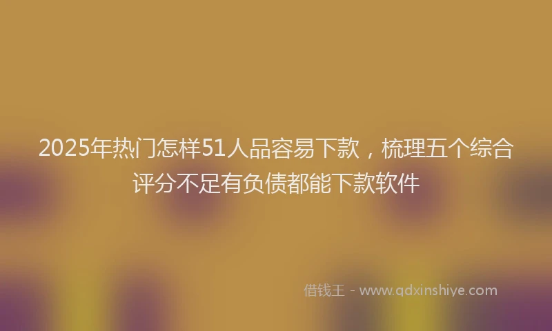 2025年热门怎样51人品容易下款，梳理五个综合评分不足有负债都能下款软件