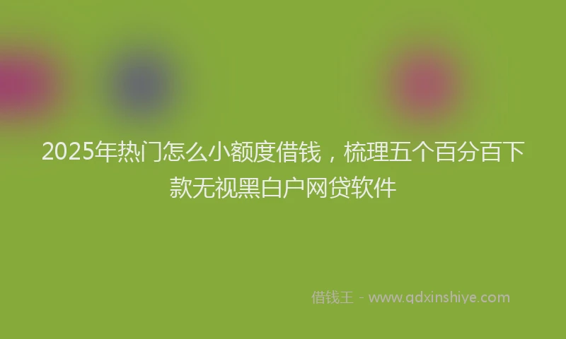 2025年热门怎么小额度借钱，梳理五个百分百下款无视黑白户网贷软件